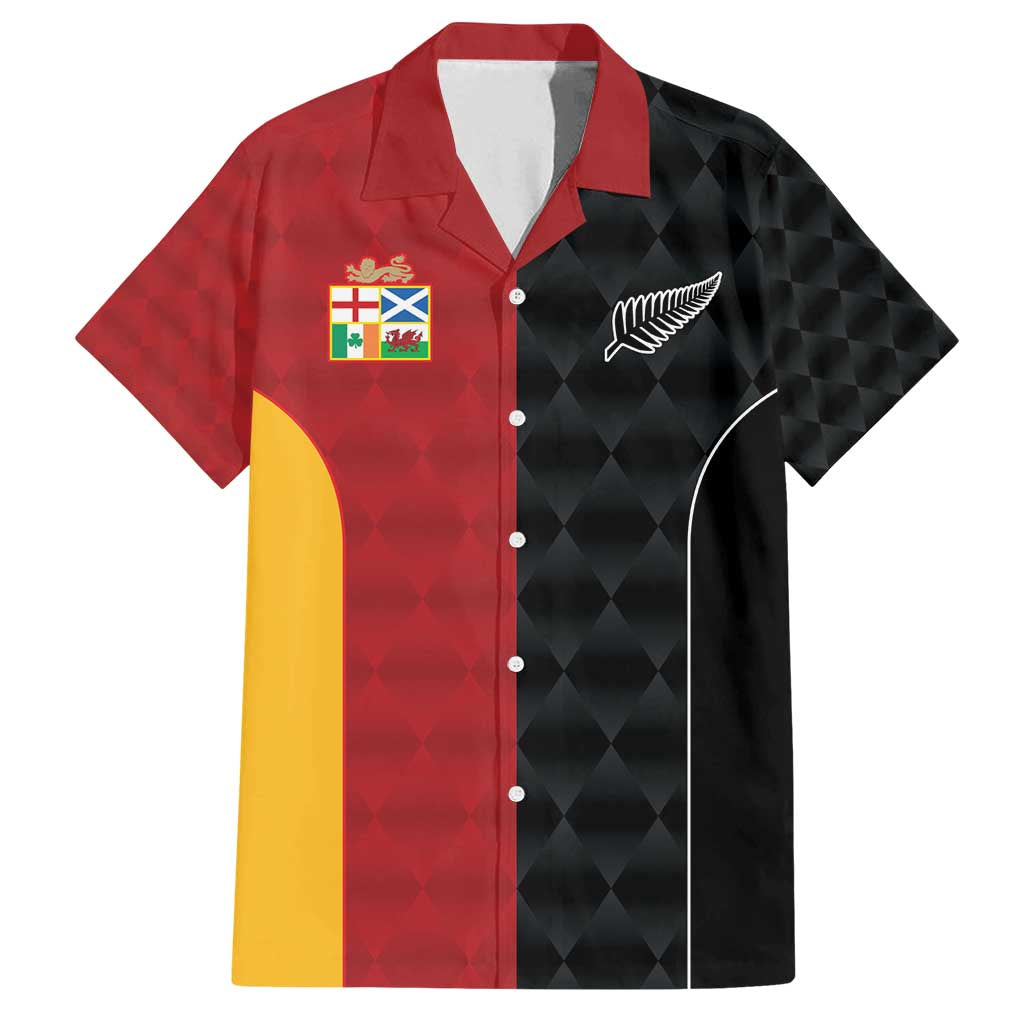 Custom British Lions New Zealand Family Matching Long Sleeve Bodycon Dress and Hawaiian Shirt Sporty Style LT9 Dad's Shirt - Short Sleeve Black - Polynesian Pride