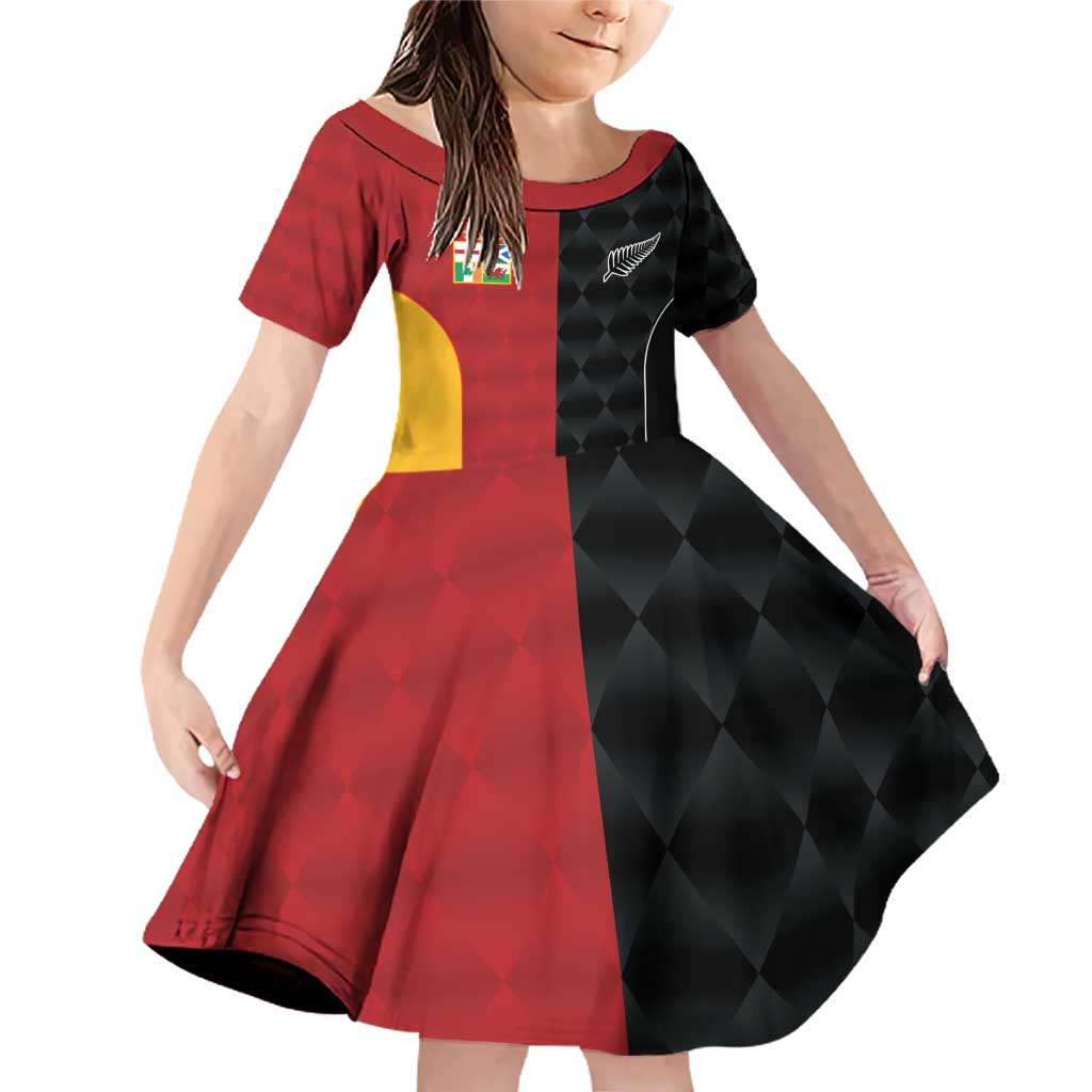 Custom British Lions New Zealand Family Matching Off Shoulder Short Dress and Hawaiian Shirt Sporty Style