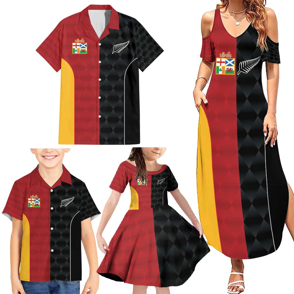 Custom British Lions New Zealand Family Matching Summer Maxi Dress and Hawaiian Shirt Sporty Style