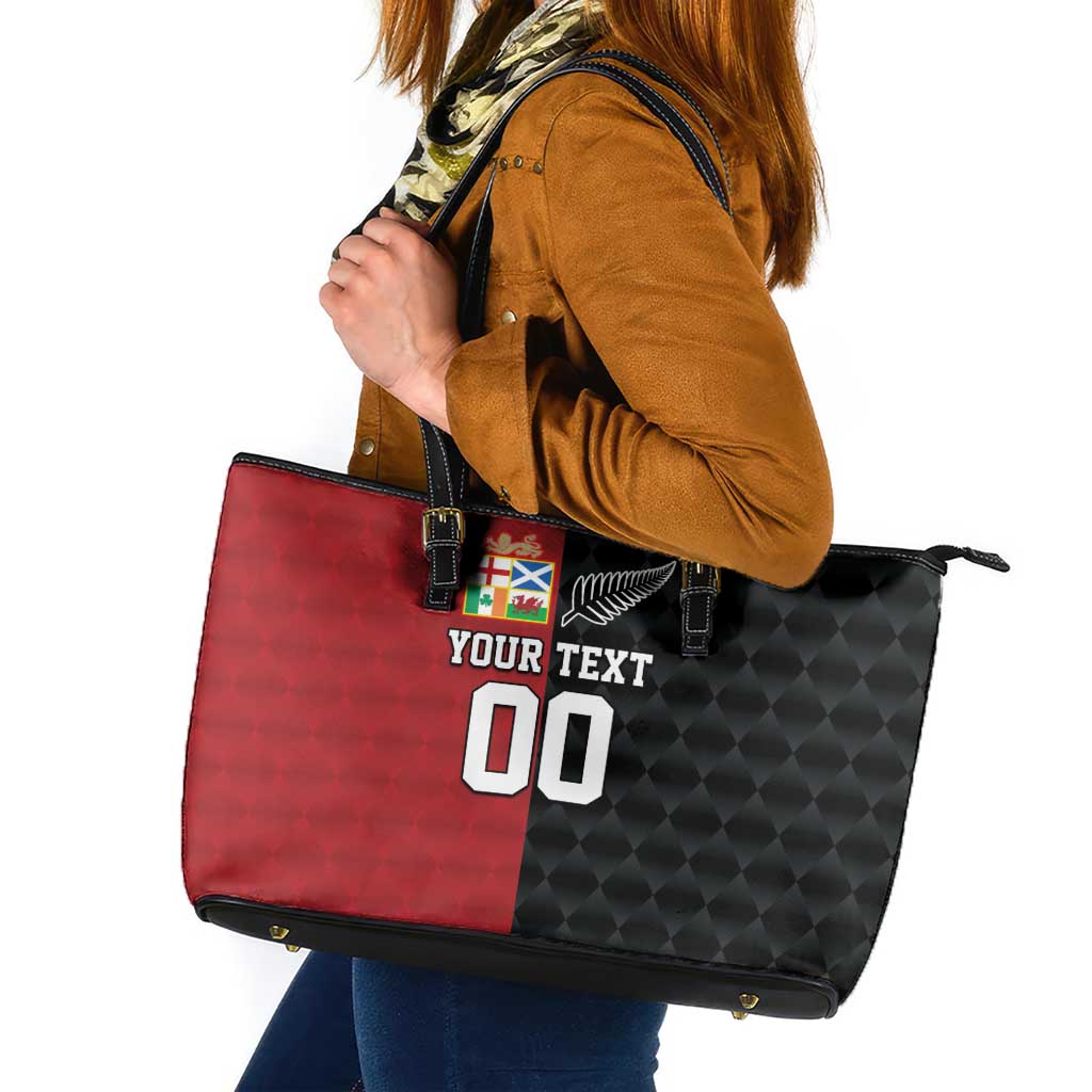 Custom British Lions New Zealand Leather Tote Bag Sporty Style LT9 Black - Polynesian Pride