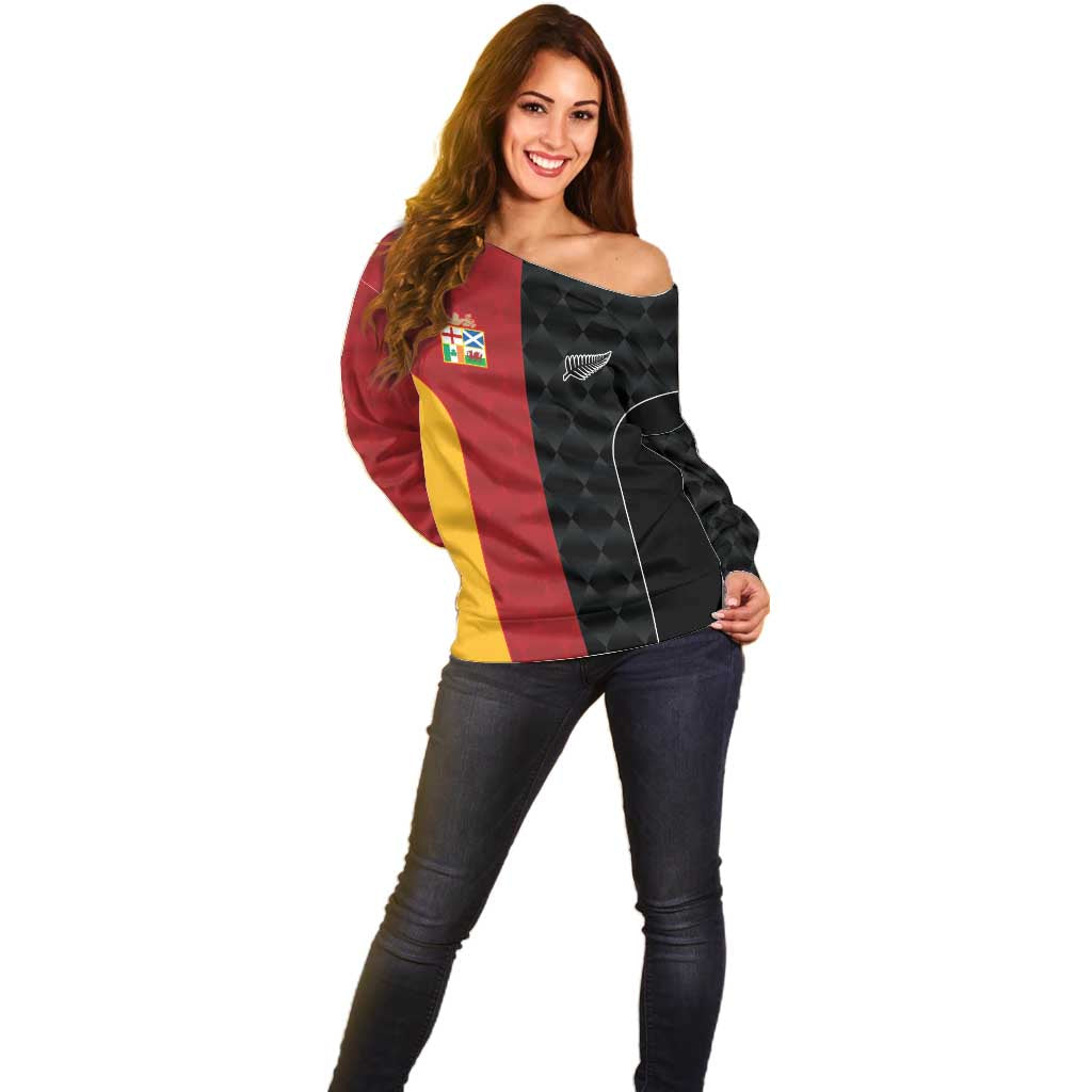 Custom British Lions New Zealand Off Shoulder Sweater Sporty Style