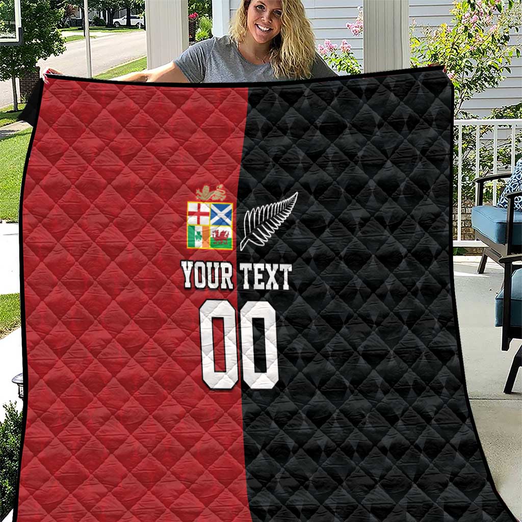 Custom British Lions New Zealand Quilt Sporty Style LT9 Black - Polynesian Pride