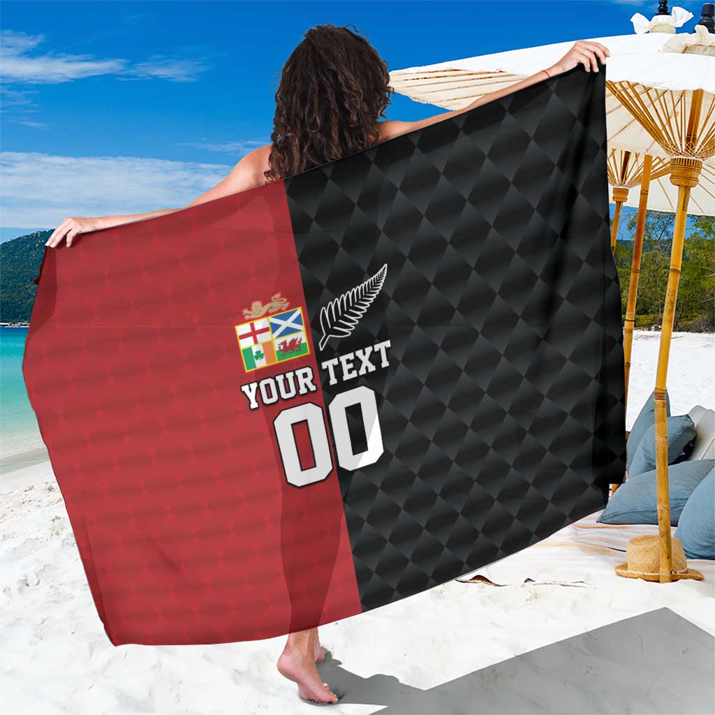 Custom British Lions New Zealand Sarong Sporty Style LT9 One Size 44 x 66 inches Black - Polynesian Pride