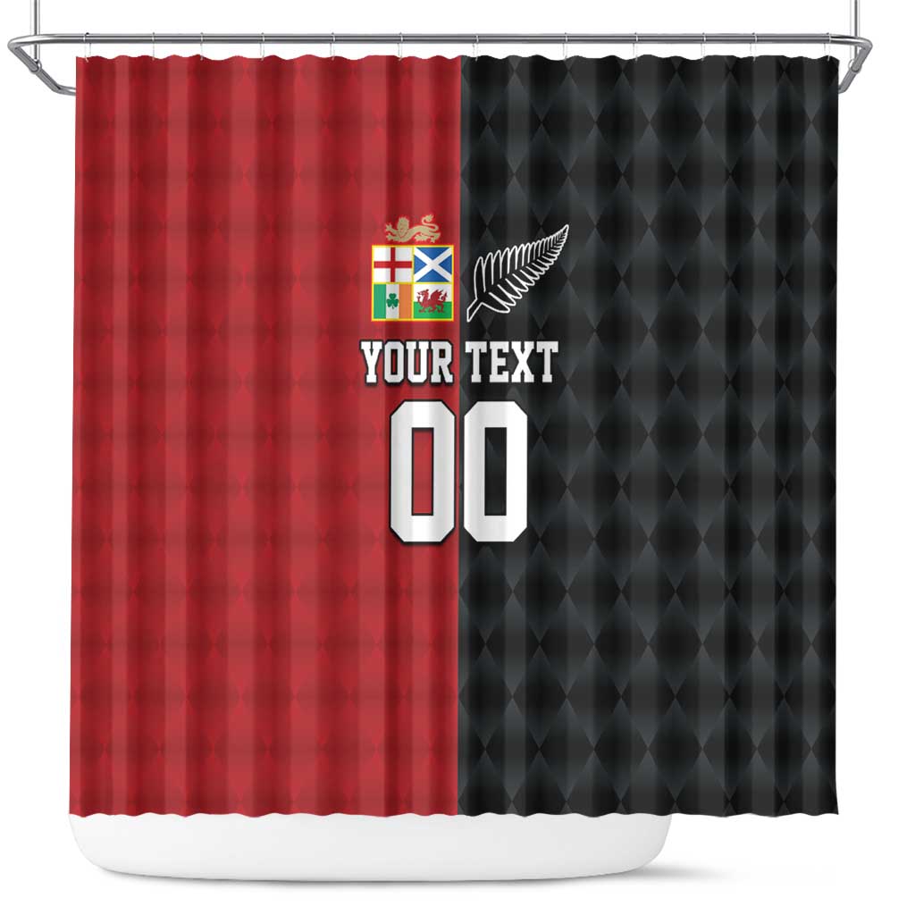 Custom British Lions New Zealand Shower Curtain Sporty Style LT9 Black - Polynesian Pride