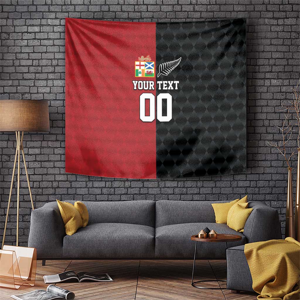 Custom British Lions New Zealand Tapestry Sporty Style LT9 Black - Polynesian Pride