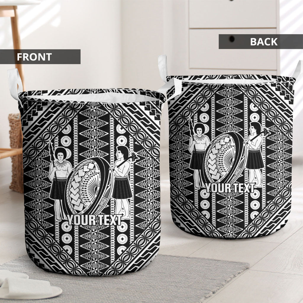 Fiji Custom Rugby National Heritage Laundry Basket Black Traditional Masi Inspired