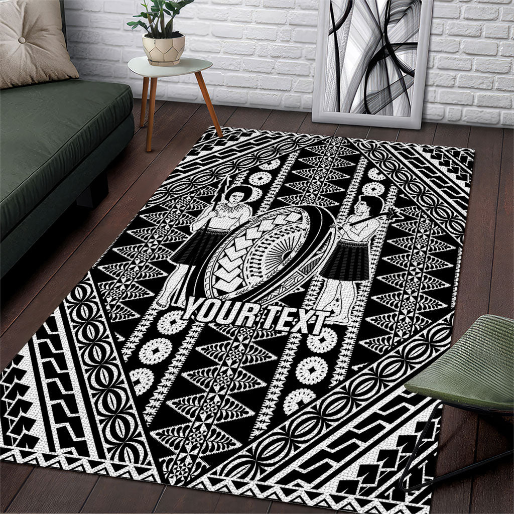 Fiji Custom Rugby National Heritage Area Rug Black Traditional Masi Inspired