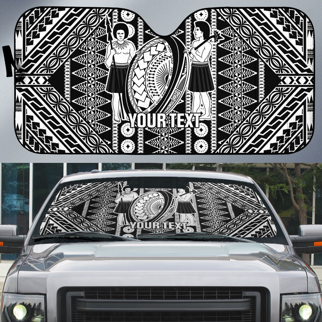 Fiji Custom Rugby National Heritage Auto Sun Shade Black Traditional Masi Inspired LT9 Black - Polynesian Pride