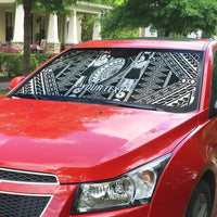 Fiji Custom Rugby National Heritage Auto Sun Shade Black Traditional Masi Inspired