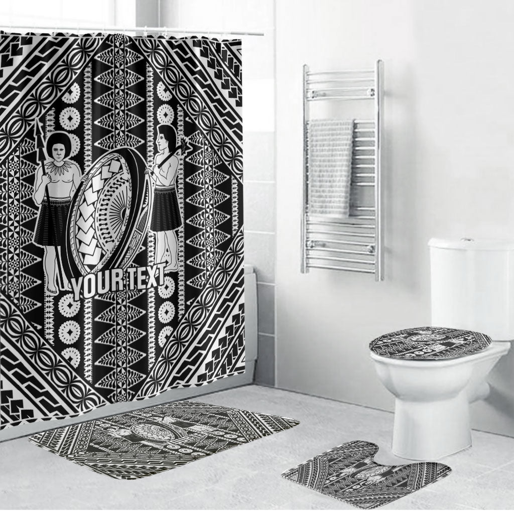 Fiji Custom Rugby National Heritage Bathroom Set Black Traditional Masi Inspired