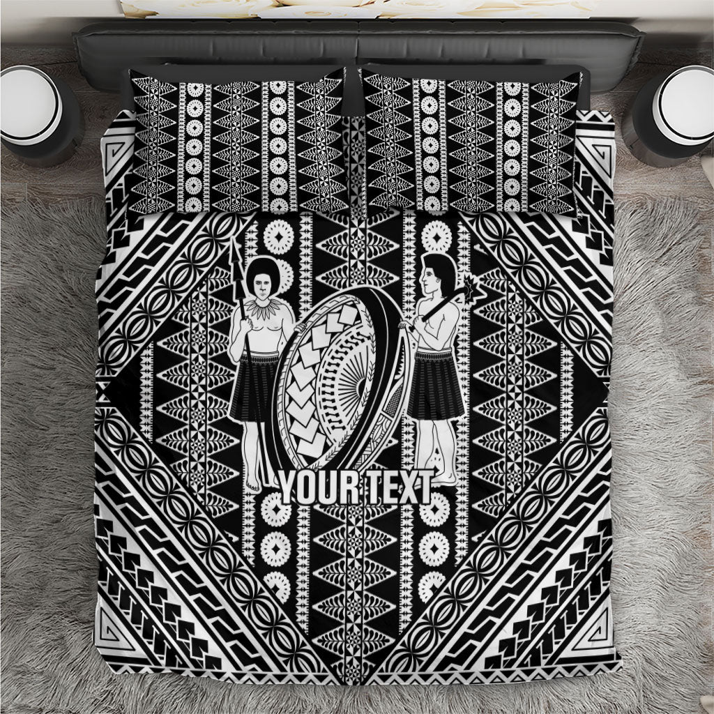 Fiji Custom Rugby National Heritage Bedding Set Black Traditional Masi Inspired