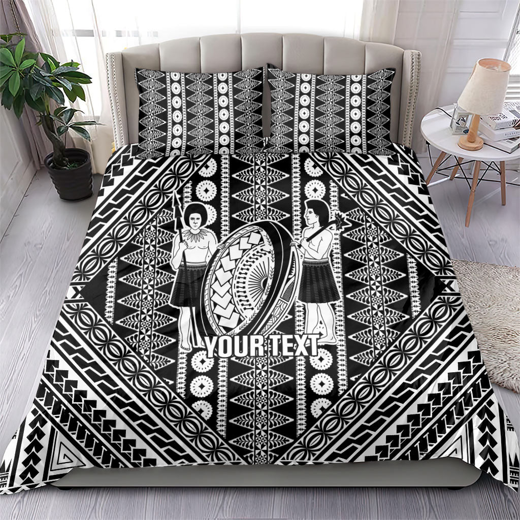 Fiji Custom Rugby National Heritage Bedding Set Black Traditional Masi Inspired