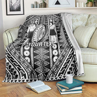 Fiji Custom Rugby National Heritage Blanket Black Traditional Masi Inspired