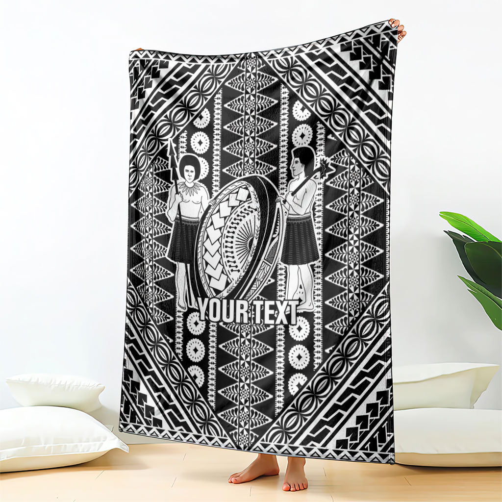 Fiji Custom Rugby National Heritage Blanket Black Traditional Masi Inspired