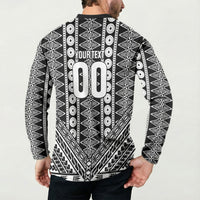 Fiji Custom Rugby National Heritage Button Sweatshirt Black Traditional Masi Inspired
