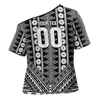 Fiji Custom Rugby National Heritage Cross Shoulder Shirt Black Traditional Masi Inspired