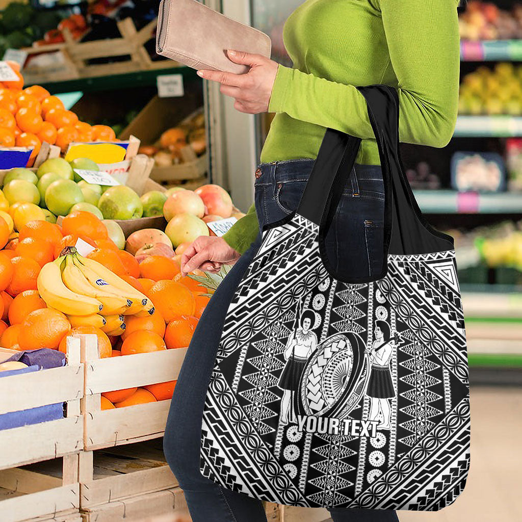 Fiji Custom Rugby National Heritage Grocery Bag Black Traditional Masi Inspired