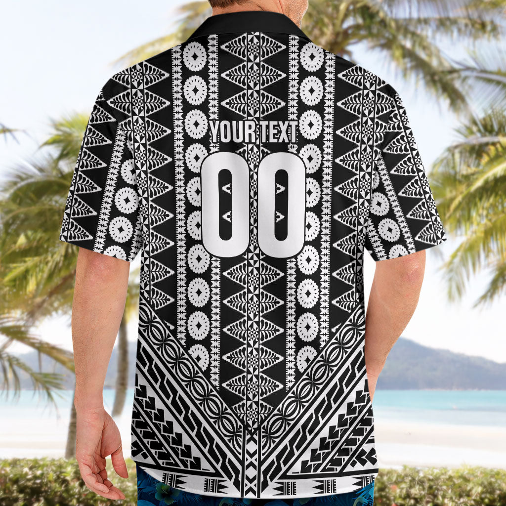 Fiji Custom Rugby National Heritage Hawaiian Shirt Black Traditional Masi Inspired