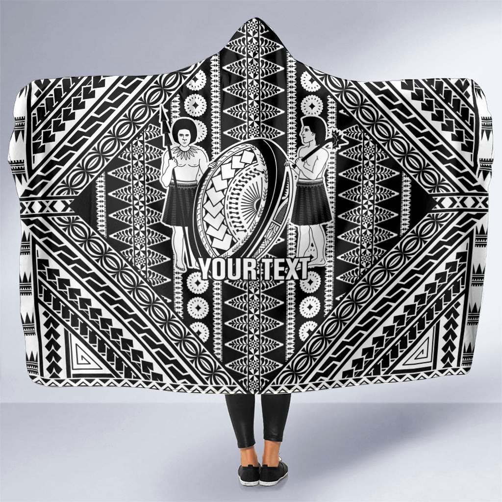 Fiji Custom Rugby National Heritage Hooded Blanket Black Traditional Masi Inspired