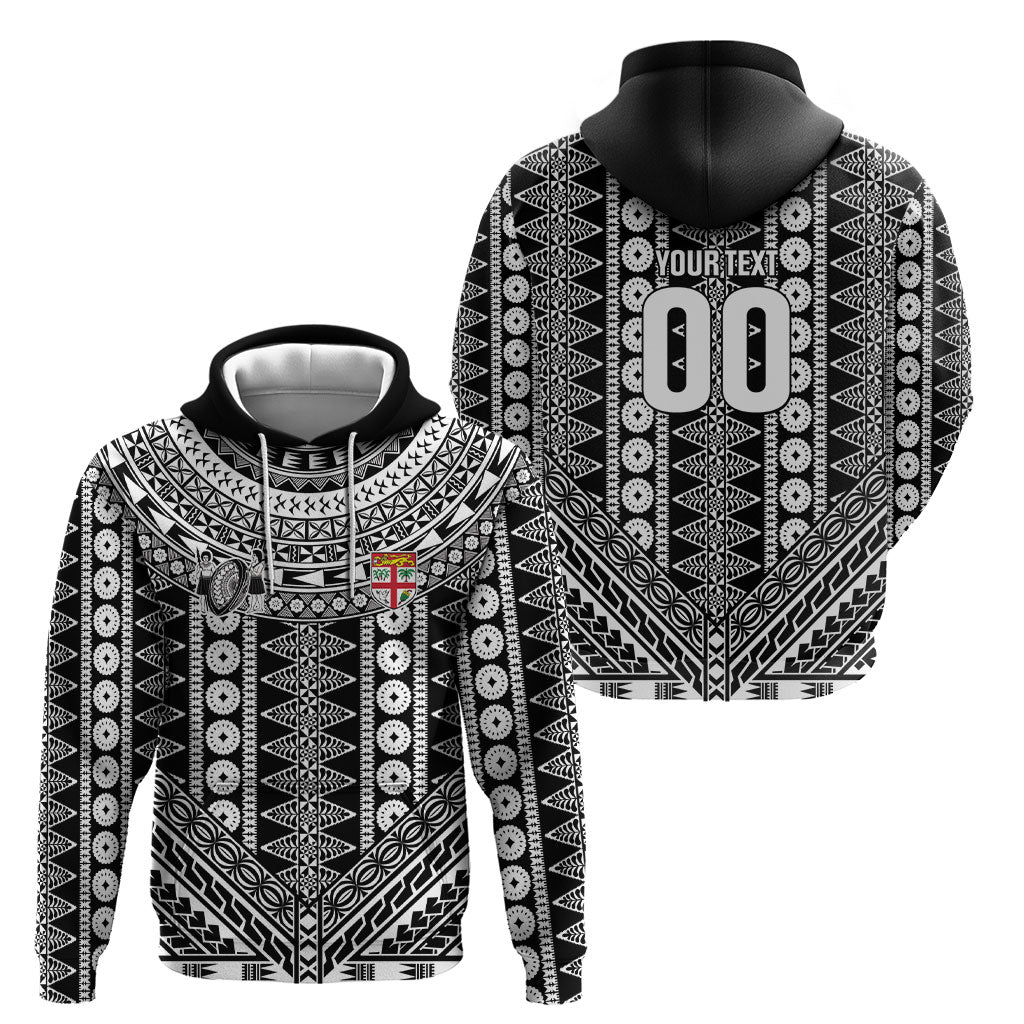Fiji Custom Rugby National Heritage Hoodie Black Traditional Masi Inspired