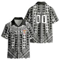 Fiji Custom Rugby National Heritage Kid Hawaiian Shirt Black Traditional Masi Inspired