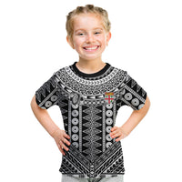 Fiji Custom Rugby National Heritage Kid T Shirt Black Traditional Masi Inspired