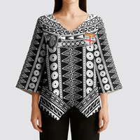 Fiji Custom Rugby National Heritage Kimono Sleeve Blouse Black Traditional Masi Inspired