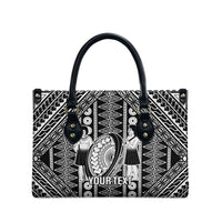 Fiji Custom Rugby National Heritage Leather Bag Black Traditional Masi Inspired