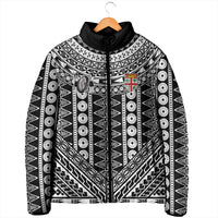 Fiji Custom Rugby National Heritage Padded Jacket Black Traditional Masi Inspired