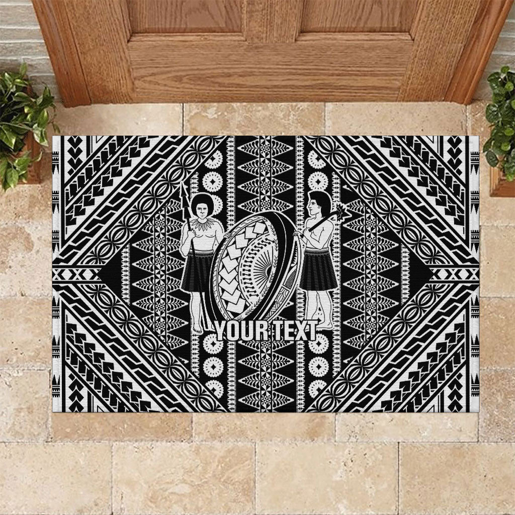 Fiji Custom Rugby National Heritage Rubber Doormat Black Traditional Masi Inspired
