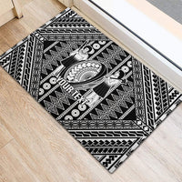 Fiji Custom Rugby National Heritage Rubber Doormat Black Traditional Masi Inspired