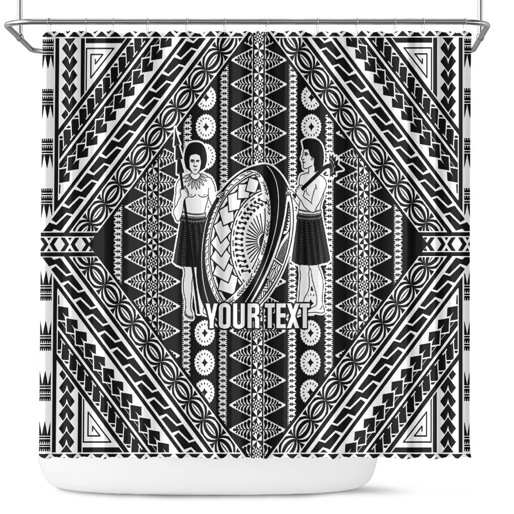 Fiji Custom Rugby National Heritage Shower Curtain Black Traditional Masi Inspired