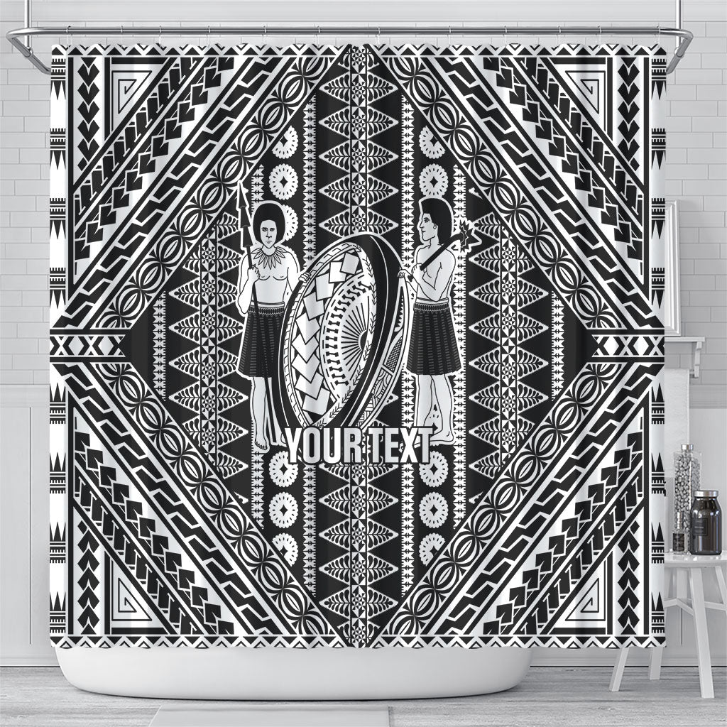 Fiji Custom Rugby National Heritage Shower Curtain Black Traditional Masi Inspired