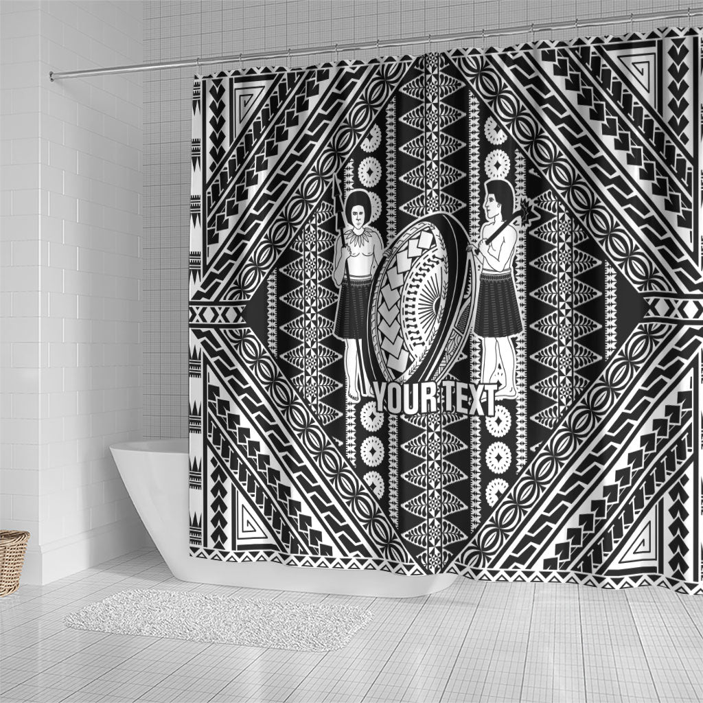 Fiji Custom Rugby National Heritage Shower Curtain Black Traditional Masi Inspired