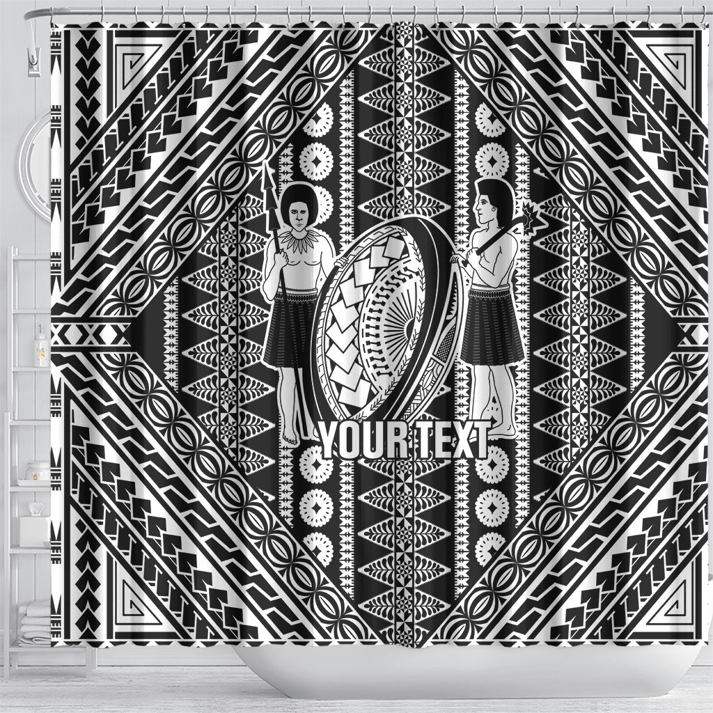 Fiji Custom Rugby National Heritage Shower Curtain Black Traditional Masi Inspired
