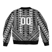 Fiji Custom Rugby National Heritage Sleeve Zip Bomber Jacket Black Traditional Masi Inspired