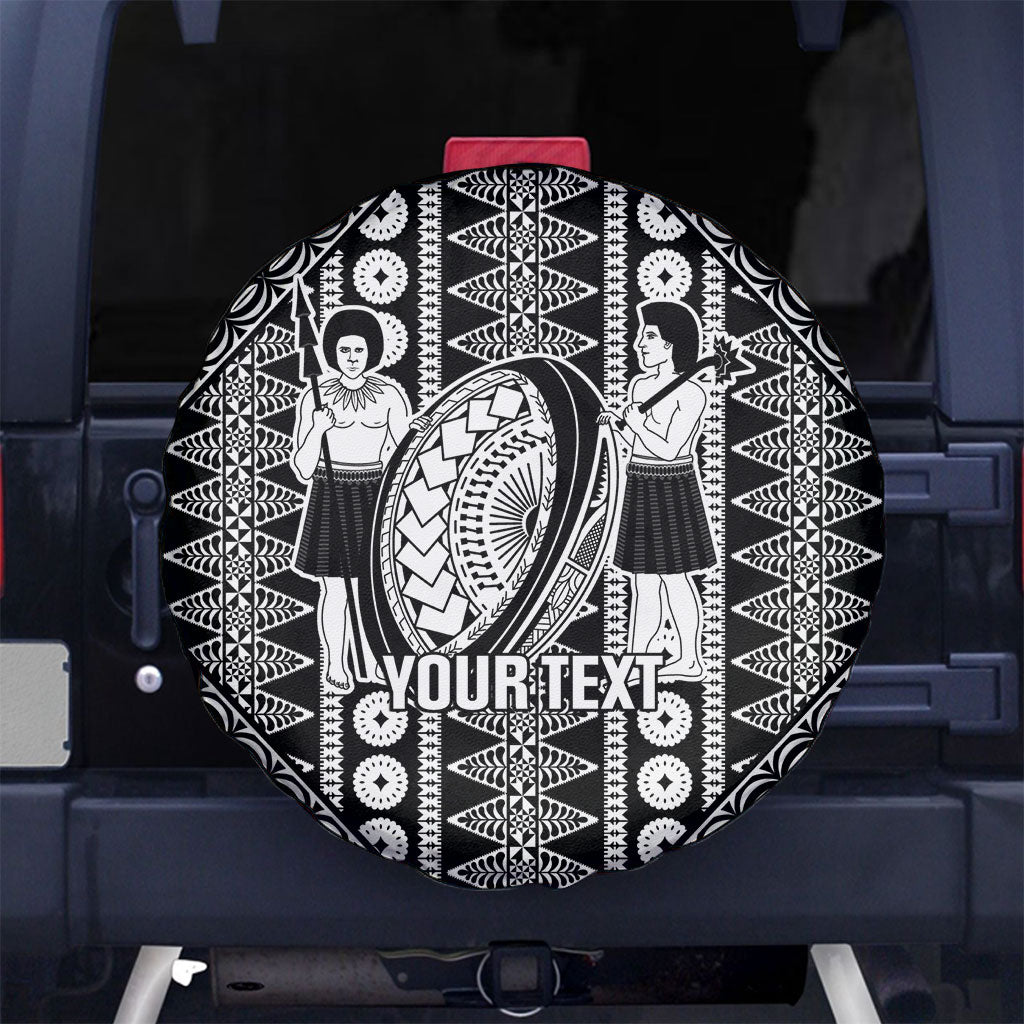 Fiji Custom Rugby National Heritage Spare Tire Cover Black Traditional Masi Inspired LT9 No hole Black - Polynesian Pride
