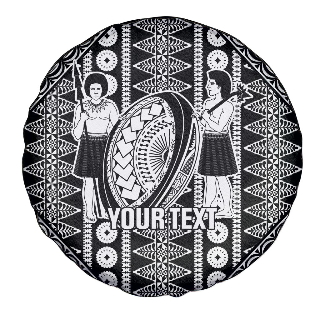 Fiji Custom Rugby National Heritage Spare Tire Cover Black Traditional Masi Inspired