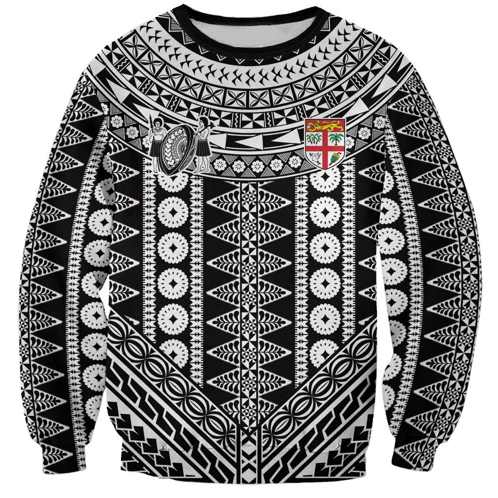 Fiji Custom Rugby National Heritage Sweatshirt Black Traditional Masi Inspired LT9 Unisex Black - Polynesian Pride