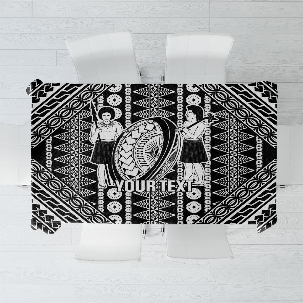 Fiji Custom Rugby National Heritage Tablecloth Black Traditional Masi Inspired