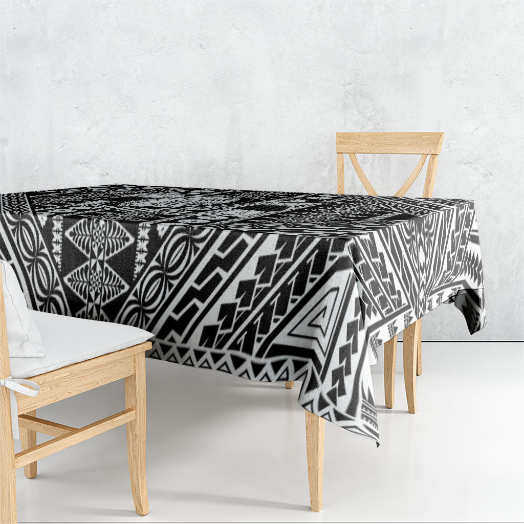 Fiji Custom Rugby National Heritage Tablecloth Black Traditional Masi Inspired
