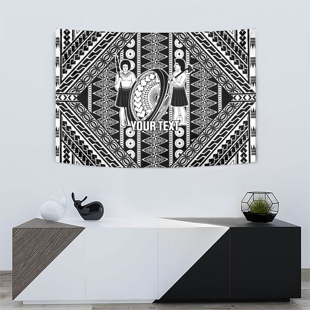 Fiji Custom Rugby National Heritage Tapestry Black Traditional Masi Inspired