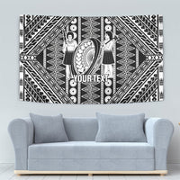 Fiji Custom Rugby National Heritage Tapestry Black Traditional Masi Inspired