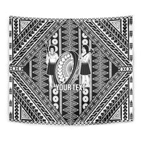 Fiji Custom Rugby National Heritage Tapestry Black Traditional Masi Inspired