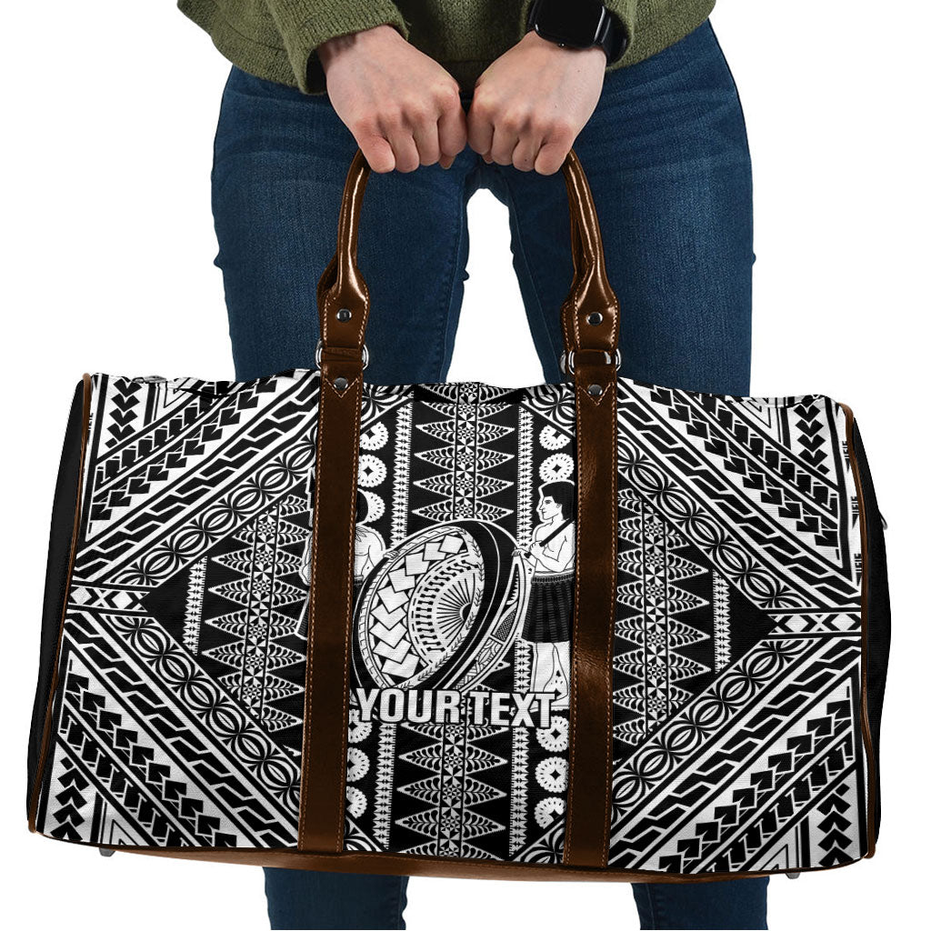 Fiji Custom Rugby National Heritage Travel Bag Black Traditional Masi Inspired LT9 Black - Polynesian Pride