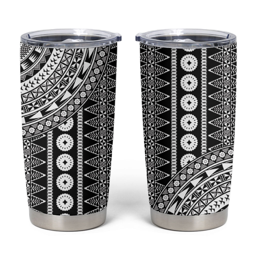 Fiji Custom Rugby National Heritage Tumbler Cup Black Traditional Masi Inspired