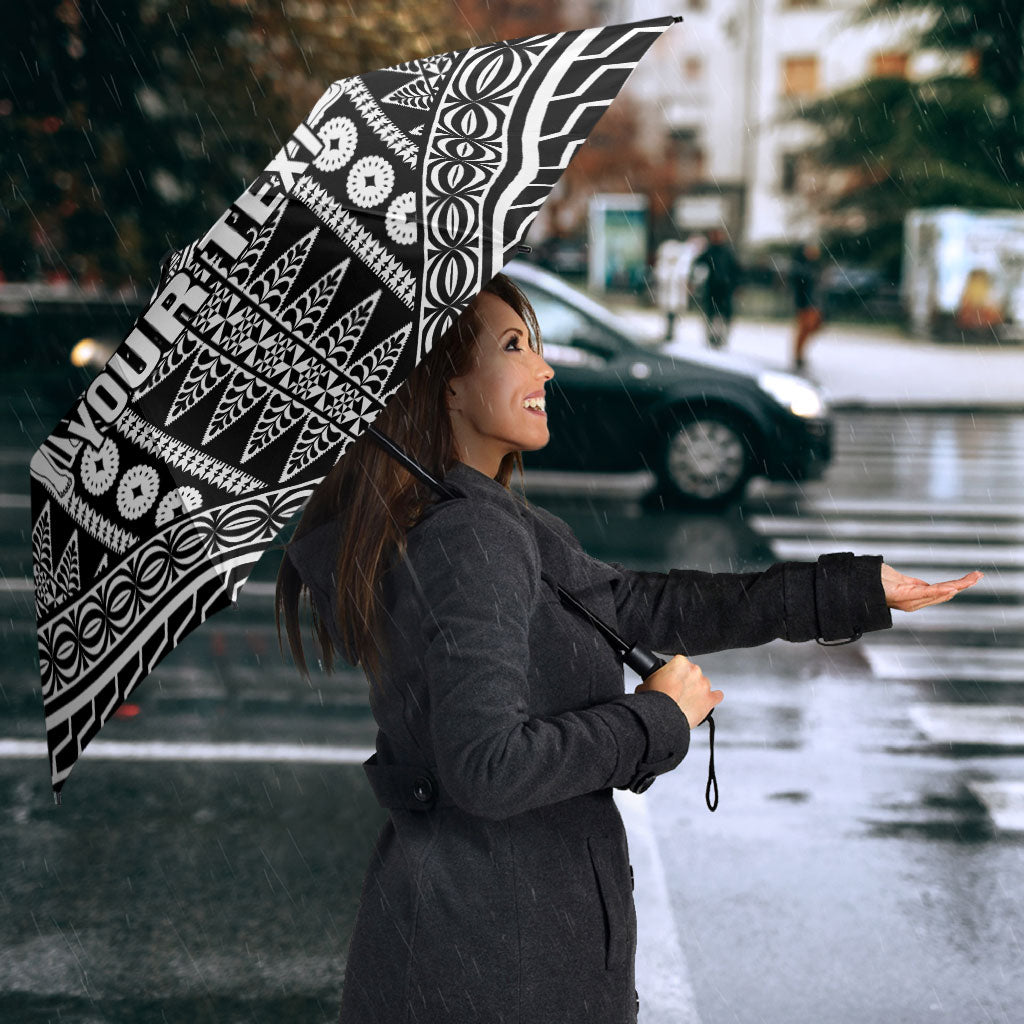 Fiji Custom Rugby National Heritage Umbrella Black Traditional Masi Inspired