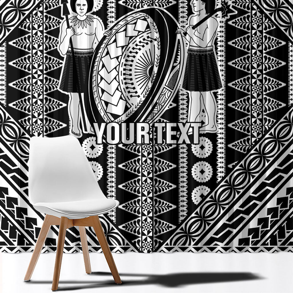 Fiji Custom Rugby National Heritage Window Curtain Black Traditional Masi Inspired