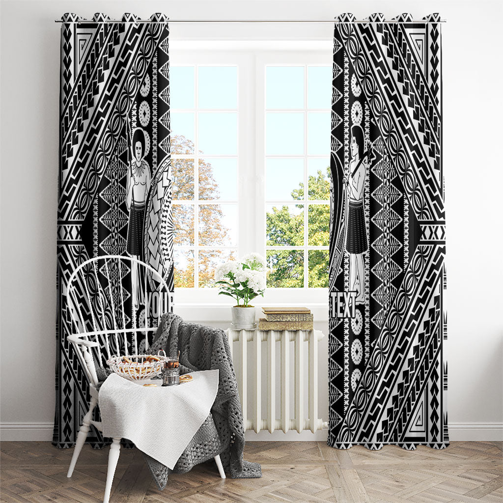 Fiji Custom Rugby National Heritage Window Curtain Black Traditional Masi Inspired