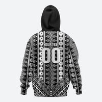 Fiji Custom Rugby National Heritage Zip Hoodie Black Traditional Masi Inspired